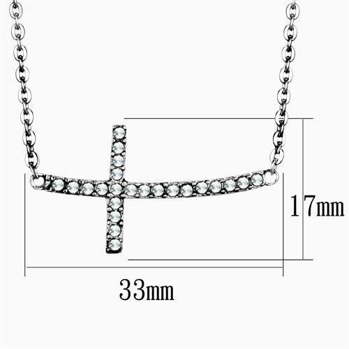 TK1931 - High polished (no plating) Stainless Steel Necklace with Top Grade Crystal  in Clear-1