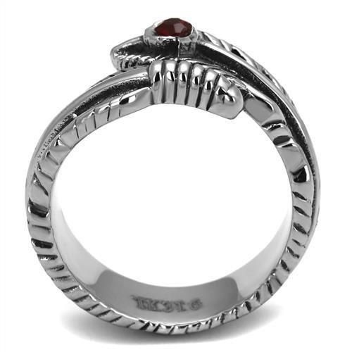 TK1967 - High polished (no plating) Stainless Steel Ring with Top Grade Crystal  in Siam-2