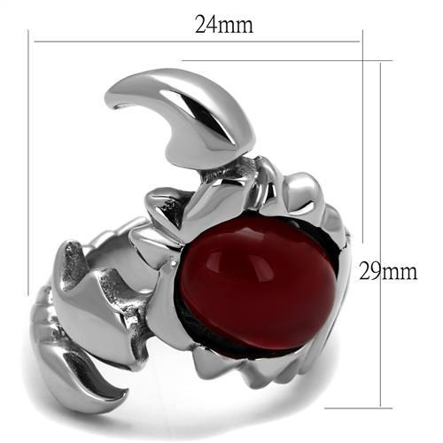 TK1969 - High polished (no plating) Stainless Steel Ring with Synthetic Synthetic Glass in Siam-1