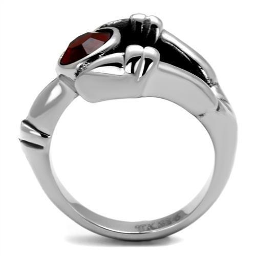TK1970 - High polished (no plating) Stainless Steel Ring with Top Grade Crystal  in Siam-2