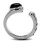 TK1971 - High polished (no plating) Stainless Steel Ring with Synthetic Onyx in Jet-2
