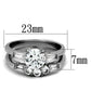 TK1W001 - High polished (no plating) Stainless Steel Ring with AAA Grade CZ  in Clear-1