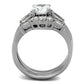 TK1W001 - High polished (no plating) Stainless Steel Ring with AAA Grade CZ  in Clear-2