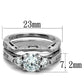 TK1W002 - High polished (no plating) Stainless Steel Ring with AAA Grade CZ  in Clear-1