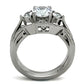 TK1W002 - High polished (no plating) Stainless Steel Ring with AAA Grade CZ  in Clear-2