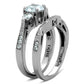 TK1W002 - High polished (no plating) Stainless Steel Ring with AAA Grade CZ  in Clear-3