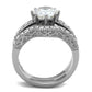 TK1W007 - High polished (no plating) Stainless Steel Ring with AAA Grade CZ  in Clear-2
