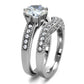 TK1W007 - High polished (no plating) Stainless Steel Ring with AAA Grade CZ  in Clear-3