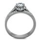 TK1W161 - High polished (no plating) Stainless Steel Ring with AAA Grade CZ  in Clear-2