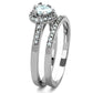 TK1W161 - High polished (no plating) Stainless Steel Ring with AAA Grade CZ  in Clear-3