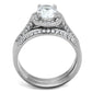 TK1W163 - High polished (no plating) Stainless Steel Ring with AAA Grade CZ  in Clear-2