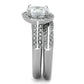 TK1W163 - High polished (no plating) Stainless Steel Ring with AAA Grade CZ  in Clear-3