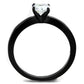 TK2013 - IP Black(Ion Plating) Stainless Steel Ring with AAA Grade CZ  in Clear-2