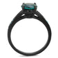 TK2014 - IP Black(Ion Plating) Stainless Steel Ring with Synthetic Synthetic Glass in Blue Zircon-2