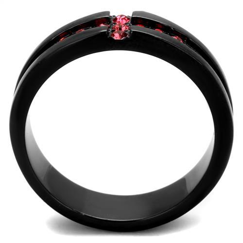 TK2017 - IP Black(Ion Plating) Stainless Steel Ring with Top Grade Crystal  in Rose-2