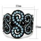 TK2018 - IP Black(Ion Plating) Stainless Steel Ring with Top Grade Crystal  in Sea Blue-1