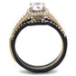 TK2020 - IP Rose Gold+ IP Black (Ion Plating) Stainless Steel Ring with AAA Grade CZ  in Clear-2