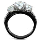 TK2021 - Two-Tone IP Black Stainless Steel Ring with AAA Grade CZ  in Clear-2