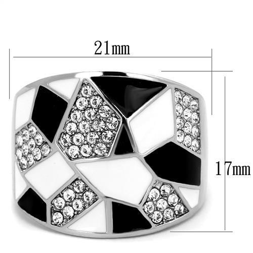 TK2024 - High polished (no plating) Stainless Steel Ring with Top Grade Crystal  in Clear-1