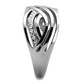 TK2025 - High polished (no plating) Stainless Steel Ring with Top Grade Crystal  in Clear-3
