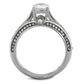 TK2026 - High polished (no plating) Stainless Steel Ring with AAA Grade CZ  in Clear-2