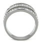 TK2029 - High polished (no plating) Stainless Steel Ring with Top Grade Crystal  in Clear-2