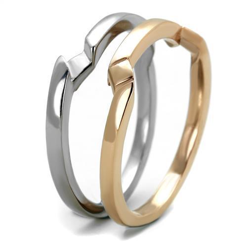 TK2031 - Two-Tone IP Rose Gold Stainless Steel Ring with No Stone-3