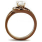 TK2032LC - IP Rose Gold & IP light Coffee Stainless Steel Ring with AAA Grade CZ  in Clear-2