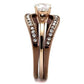 TK2032LC - IP Rose Gold & IP light Coffee Stainless Steel Ring with AAA Grade CZ  in Clear-3