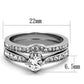 TK2039 - High polished (no plating) Stainless Steel Ring with AAA Grade CZ  in Clear-1