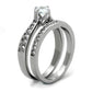 TK2039 - High polished (no plating) Stainless Steel Ring with AAA Grade CZ  in Clear-3