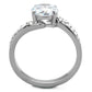 TK2040 - High polished (no plating) Stainless Steel Ring with AAA Grade CZ  in Clear-2