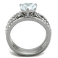 TK2041 - High polished (no plating) Stainless Steel Ring with AAA Grade CZ  in Clear-2