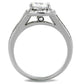 TK2043 - High polished (no plating) Stainless Steel Ring with AAA Grade CZ  in Clear-2