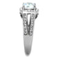 TK2043 - High polished (no plating) Stainless Steel Ring with AAA Grade CZ  in Clear-3