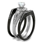 TK2044 - Two-Tone IP Black Stainless Steel Ring with AAA Grade CZ  in Clear-3
