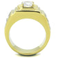 TK2045 - IP Gold(Ion Plating) Stainless Steel Ring with AAA Grade CZ  in Clear-2