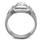 TK2046 - High polished (no plating) Stainless Steel Ring with AAA Grade CZ  in Clear-2