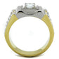 TK2049 - Two-Tone IP Gold (Ion Plating) Stainless Steel Ring with AAA Grade CZ  in Clear-2