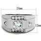 TK2052 - High polished (no plating) Stainless Steel Ring with AAA Grade CZ  in Clear-1