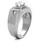 TK2052 - High polished (no plating) Stainless Steel Ring with AAA Grade CZ  in Clear-3