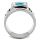 TK2053 - High polished (no plating) Stainless Steel Ring with Synthetic Turquoise in Sea Blue-2