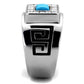 TK2053 - High polished (no plating) Stainless Steel Ring with Synthetic Turquoise in Sea Blue-3