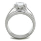 TK2054 - High polished (no plating) Stainless Steel Ring with AAA Grade CZ  in Clear-2