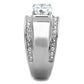 TK2054 - High polished (no plating) Stainless Steel Ring with AAA Grade CZ  in Clear-3