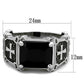 TK2055 - High polished (no plating) Stainless Steel Ring with Synthetic Synthetic Glass in Jet-1