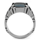 TK2055 - High polished (no plating) Stainless Steel Ring with Synthetic Synthetic Glass in Jet-2
