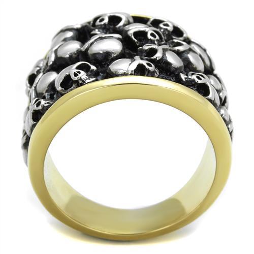 TK2057 - Two-Tone IP Gold (Ion Plating) Stainless Steel Ring with No Stone-2