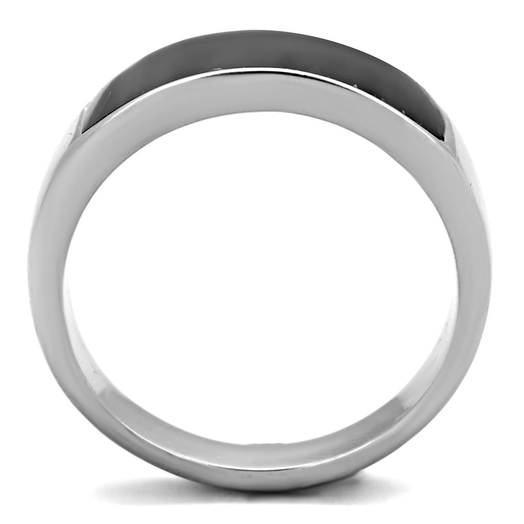 TK2062 - High polished (no plating) Stainless Steel Ring with Epoxy  in Jet-2