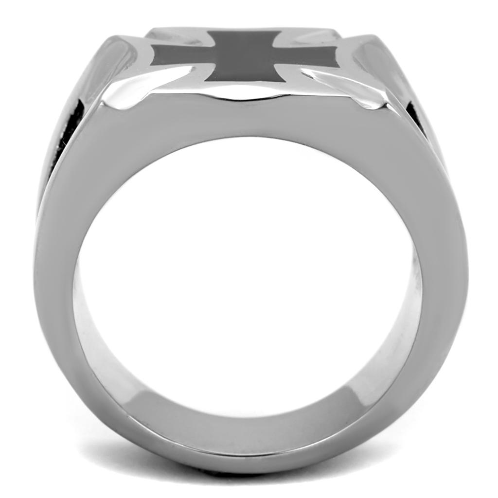 TK2064 - High polished (no plating) Stainless Steel Ring with Epoxy  in Jet-2